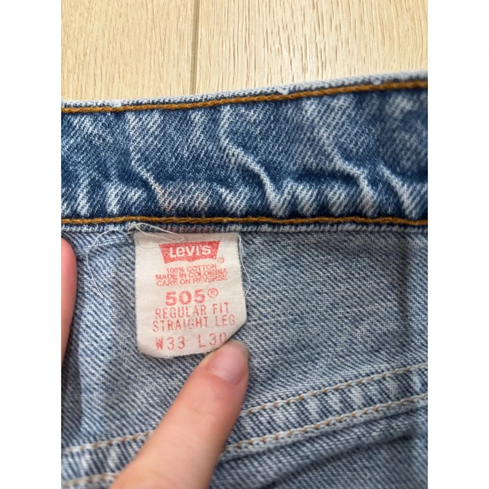 Levis 505 Regular Fit Straight Leg Jeans Mens‎ 33x30 Light Vintage Distressed
